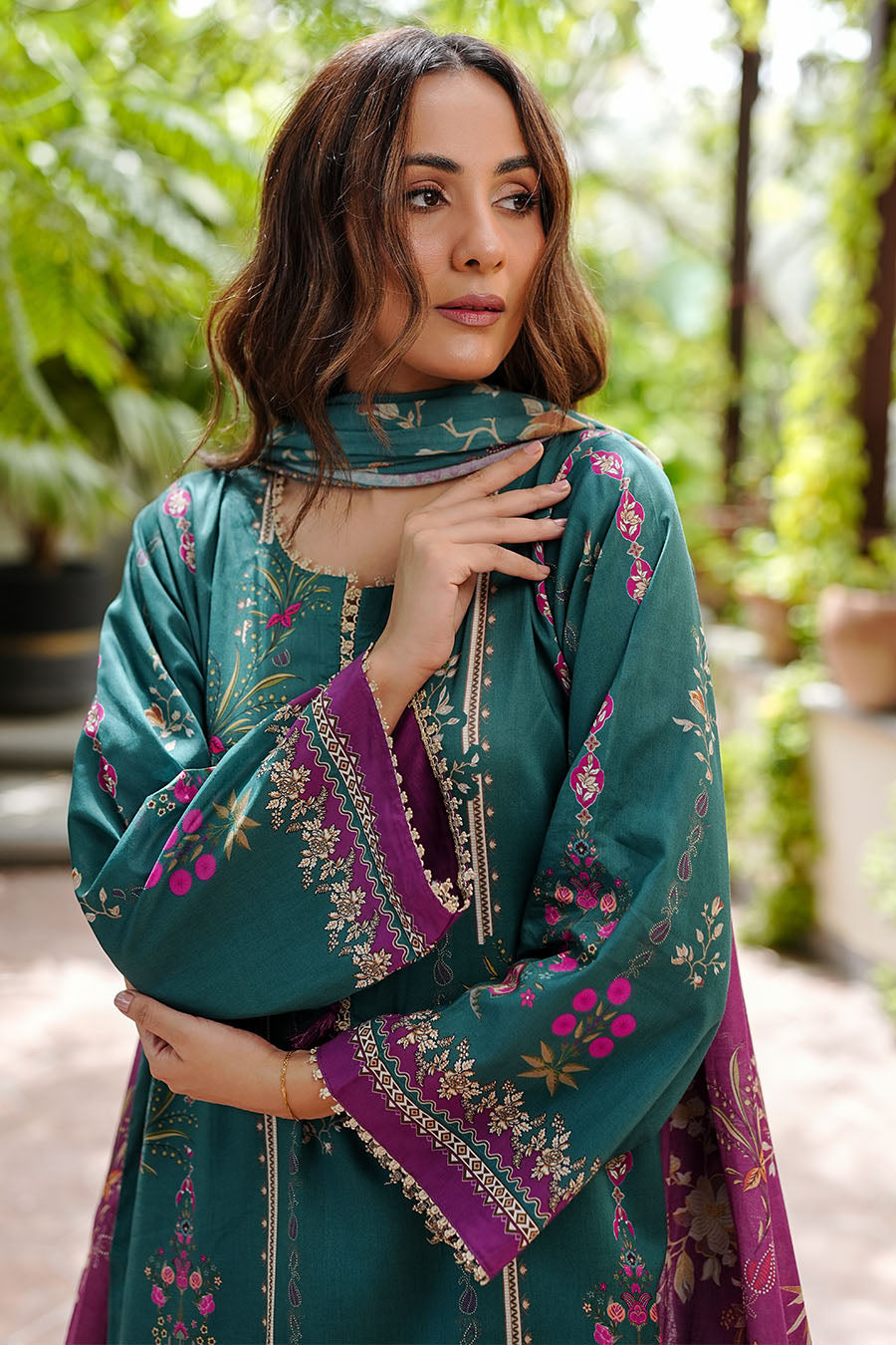 Waniya Stitched 3 Piece Summer Lawn Collection'2025-Emerald Whisper