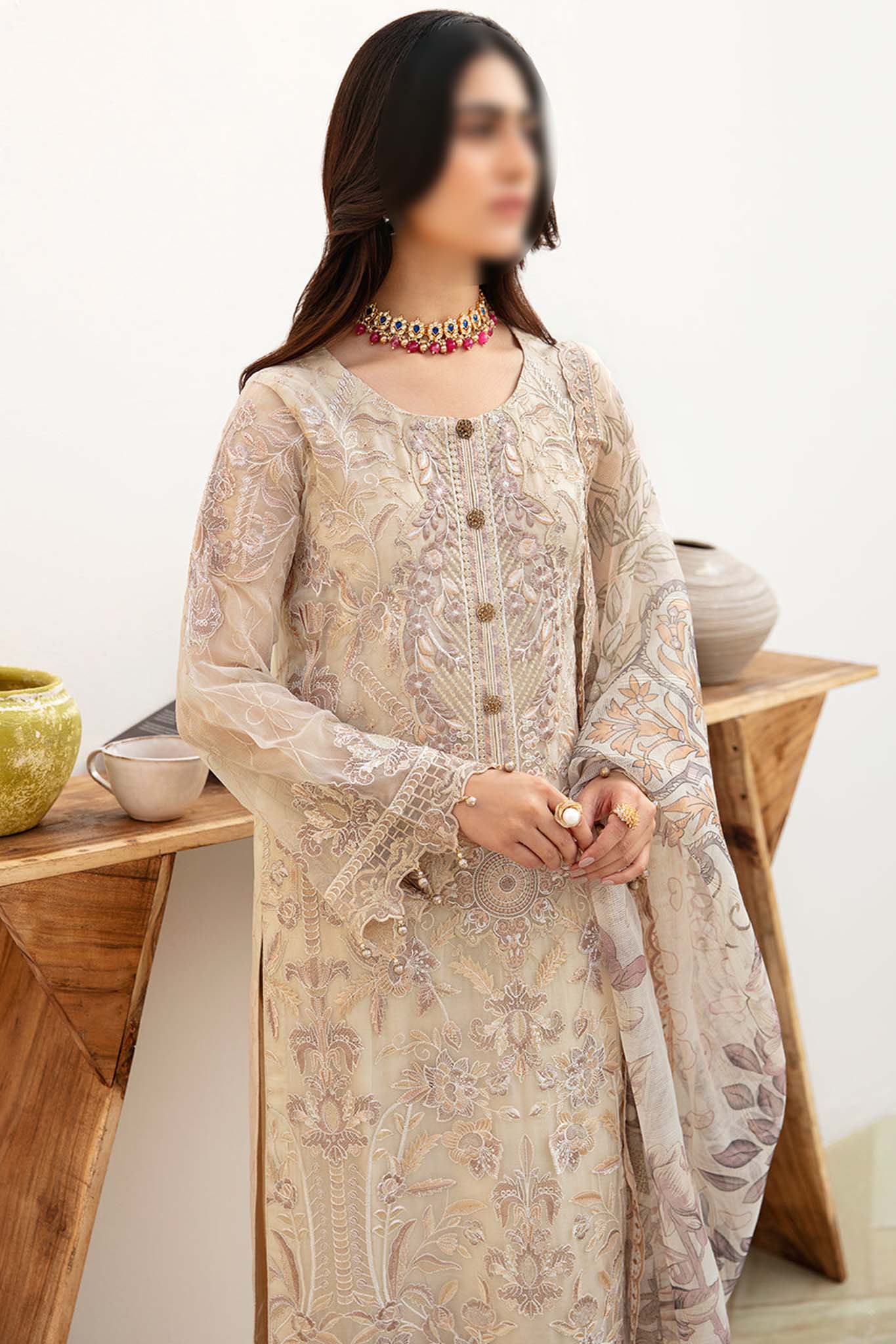 Chevron by Ramsha Unstitched 3 Piece Chiffon Vol-08 Collection'2024-A-802