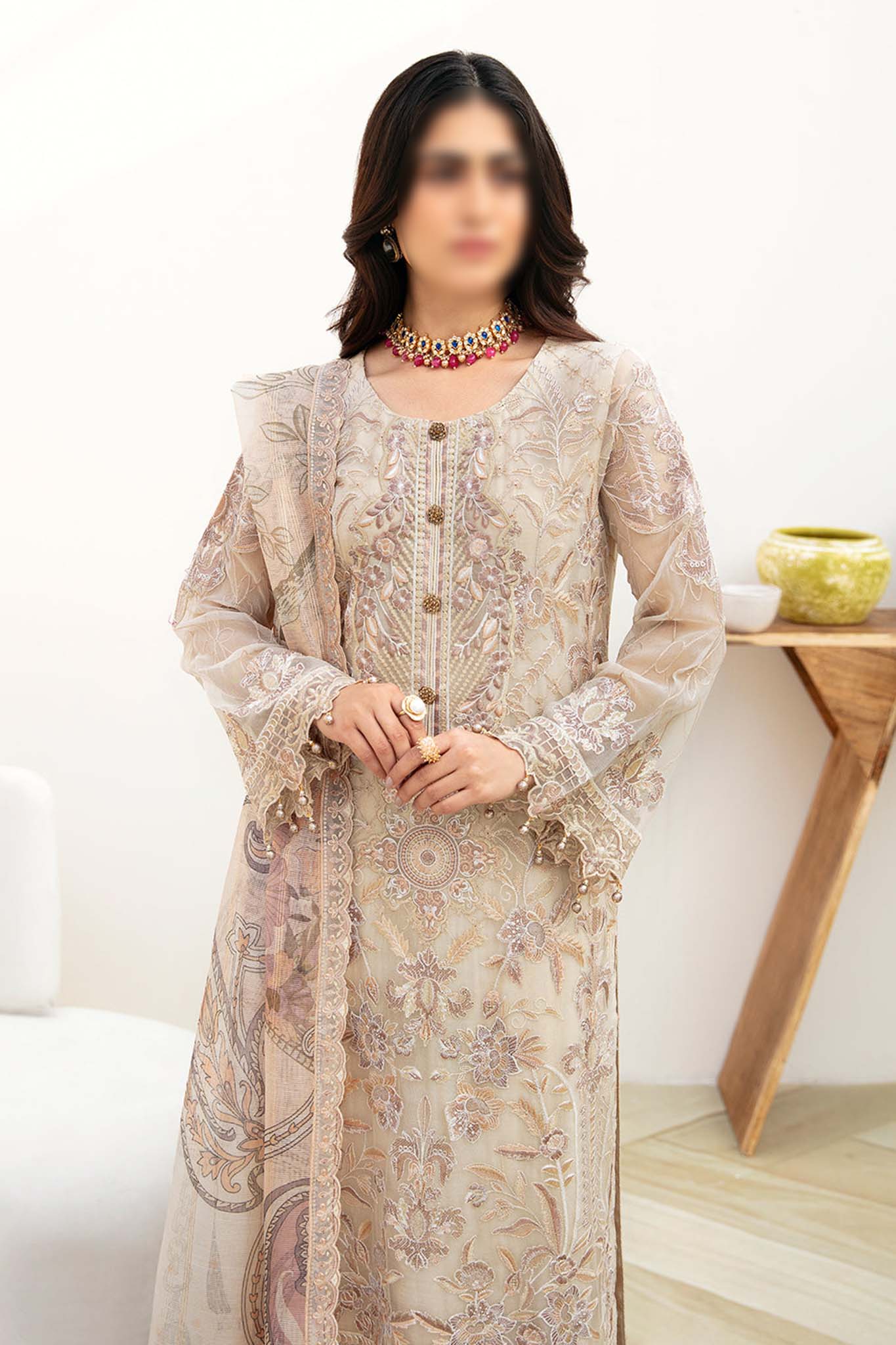 Chevron by Ramsha Unstitched 3 Piece Chiffon Vol-08 Collection'2024-A-802