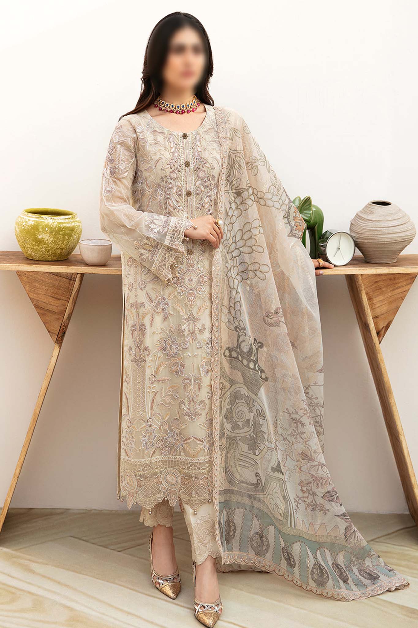 Chevron by Ramsha Unstitched 3 Piece Chiffon Vol-08 Collection'2024-A-802