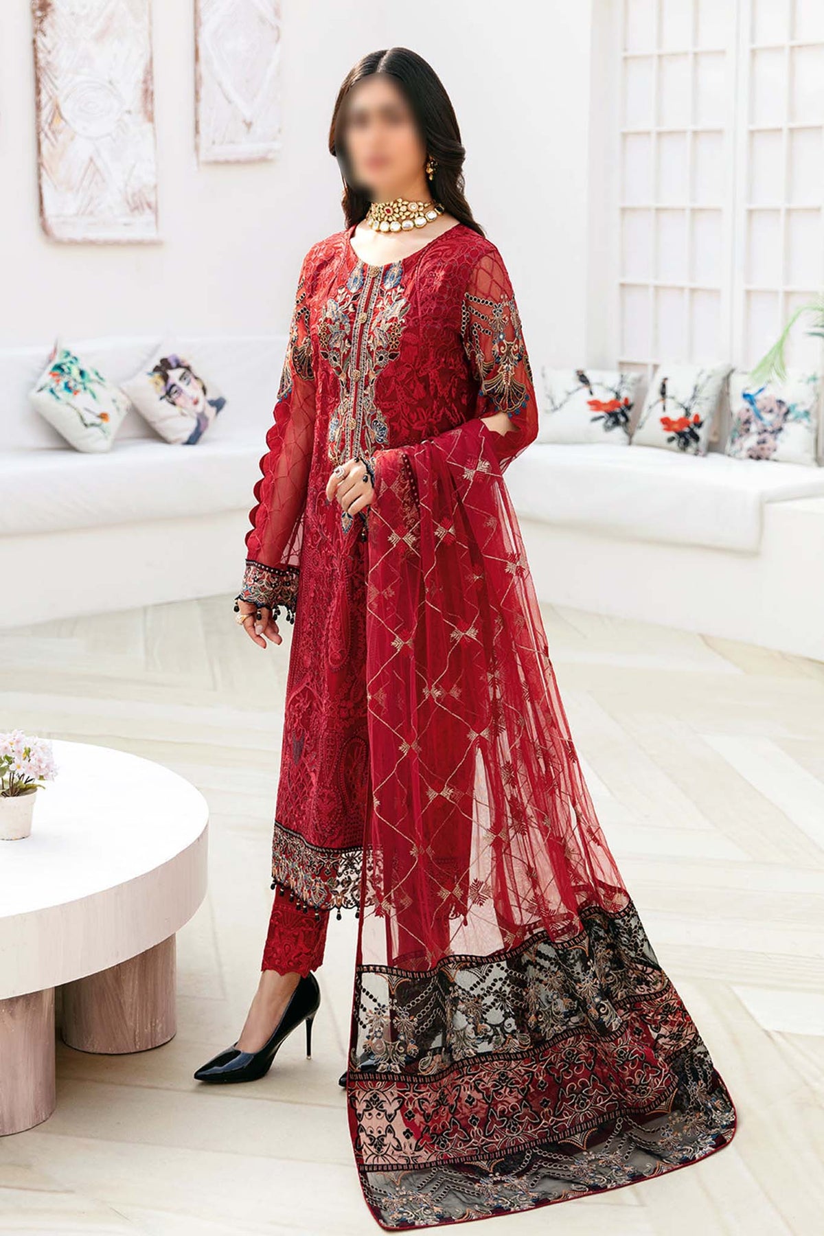 Chevron by Ramsha Unstitched 3 Piece Chiffon Vol-08 Collection'2024-A-803