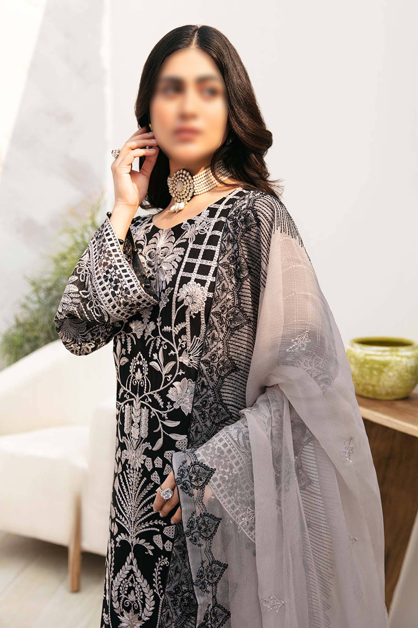 Chevron by Ramsha Unstitched 3 Piece Chiffon Vol-08 Collection'2024-A-807