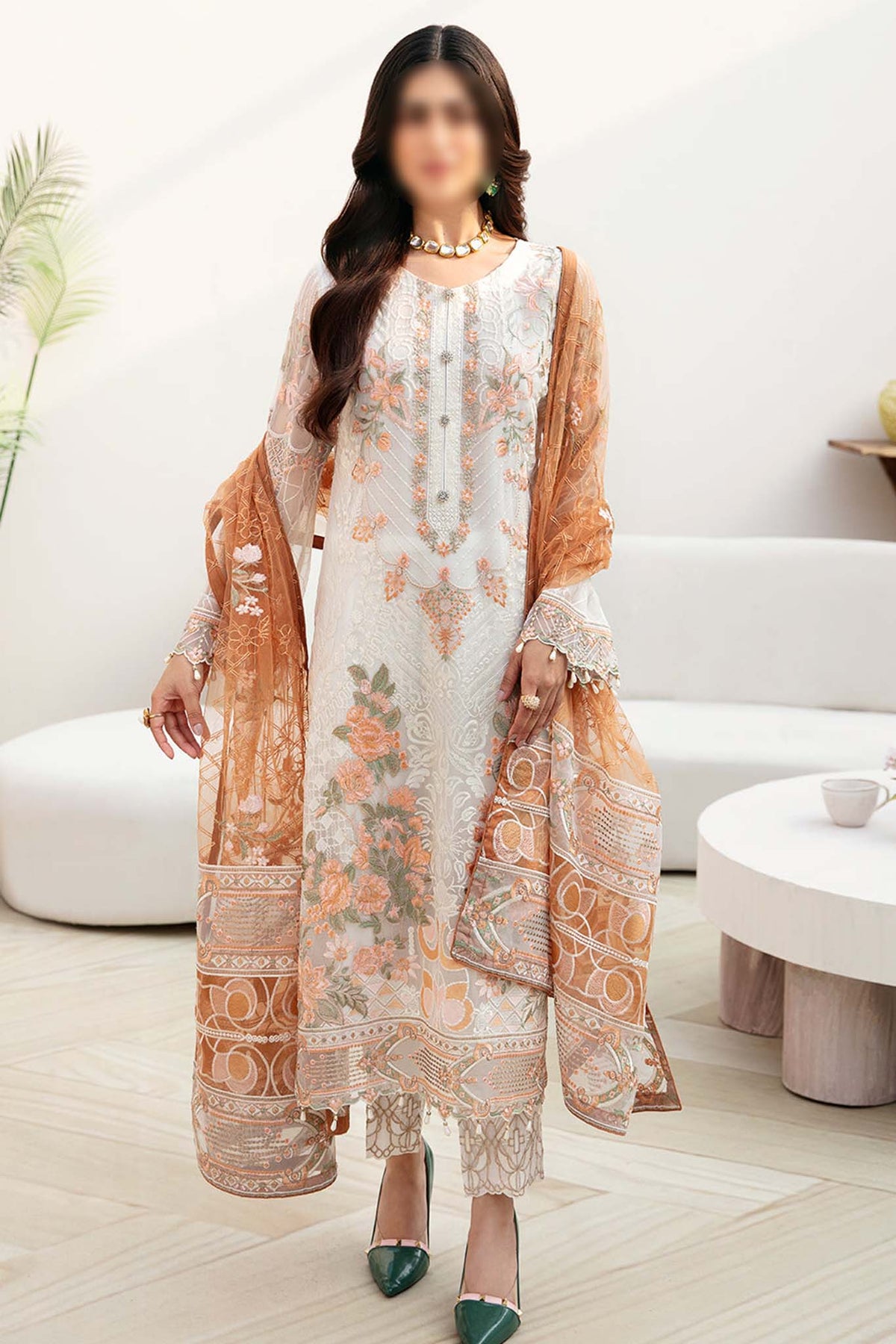 Chevron by Ramsha Unstitched 3 Piece Chiffon Vol-08 Collection'2024-A-808