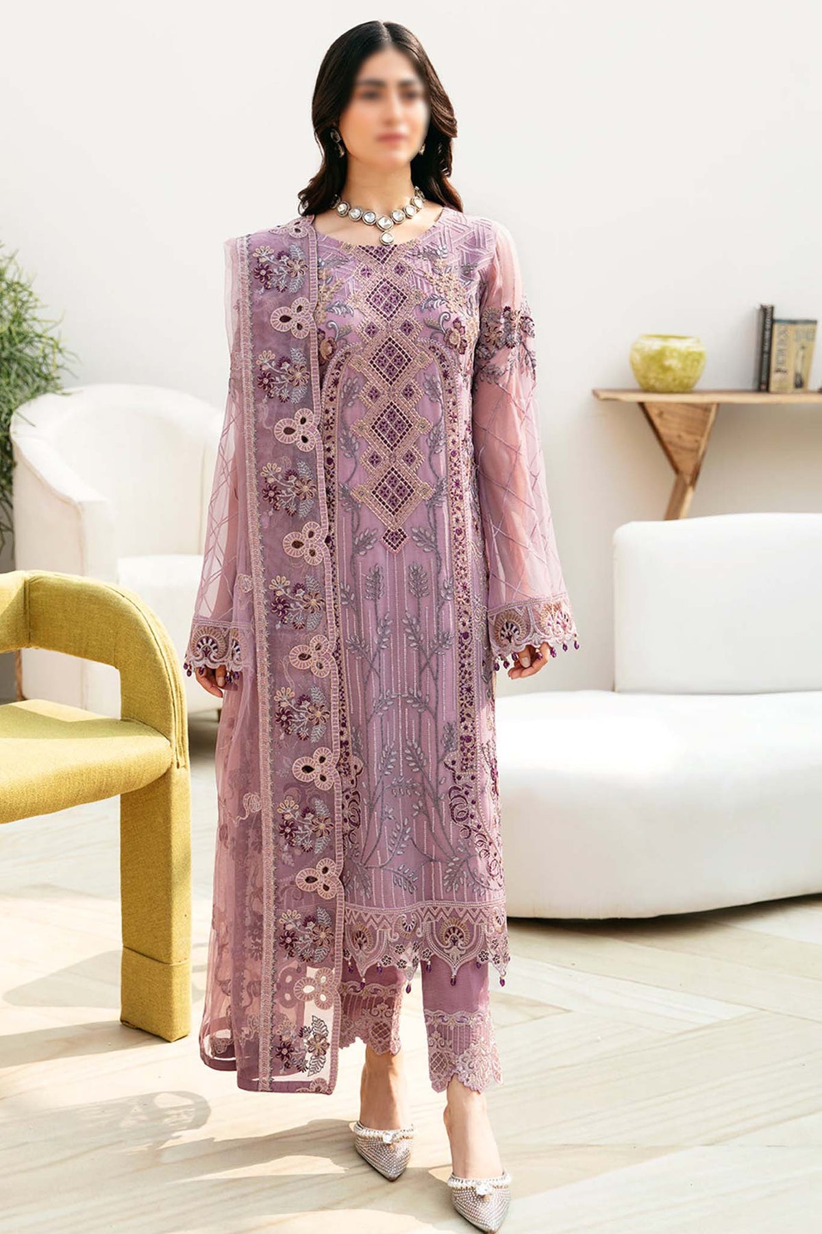 Chevron by Ramsha Unstitched 3 Piece Chiffon Vol-08 Collection'2024-A-801