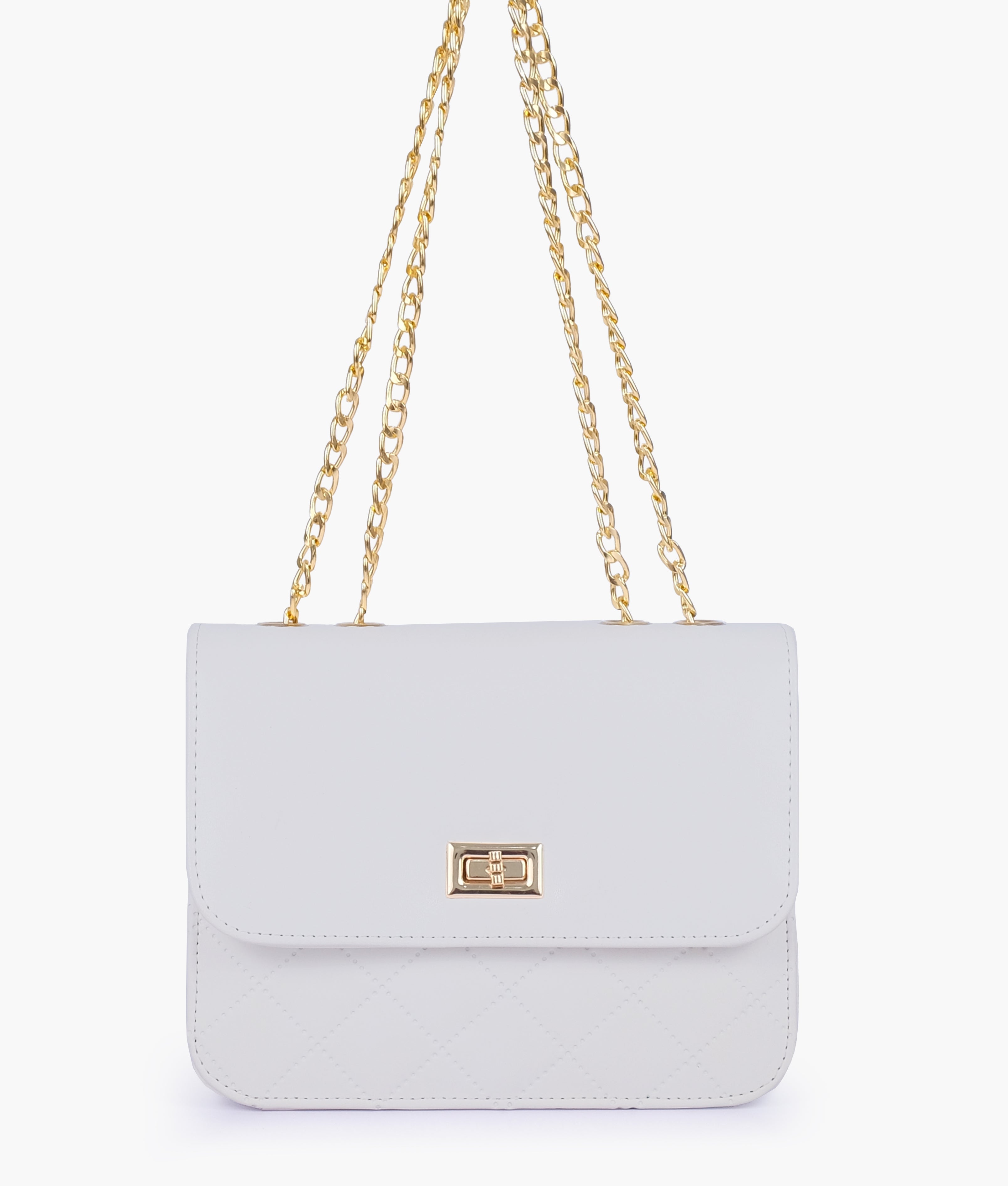 RTW Creation - White quilted chain cross-body bag