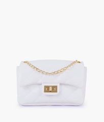 RTW Creation - White quilted mini bag with chain