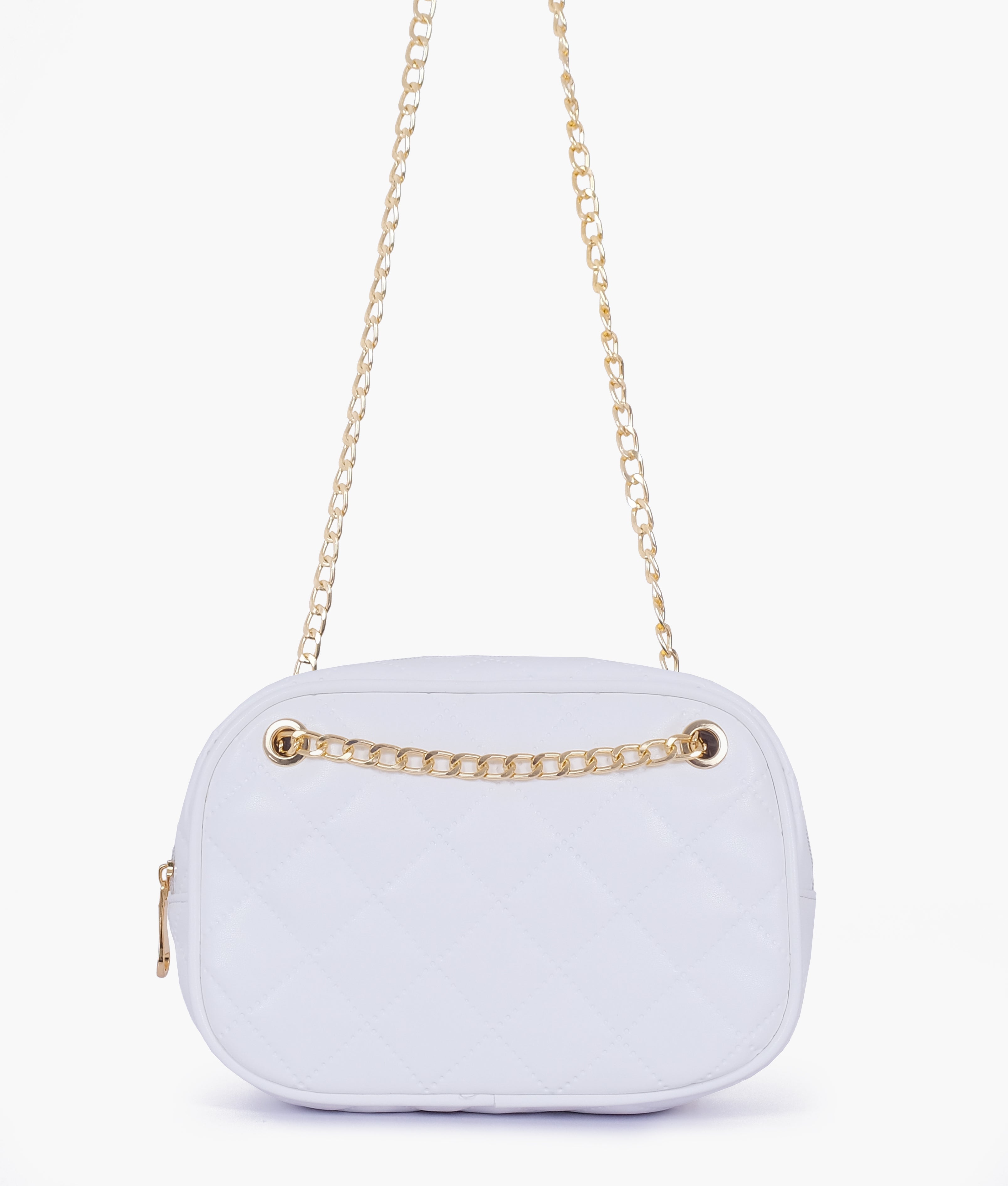 RTW Creation - White quilted rectangle cross-body bag
