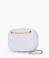 RTW Creation - White quilted rectangle cross-body bag