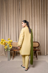 Aqs N Man Stitched 3 Piece Cotton Collection-Sunny Serenity - AM-012