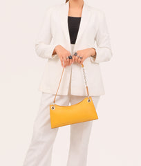 RTW Creation - Yellow elongated chain handle purse