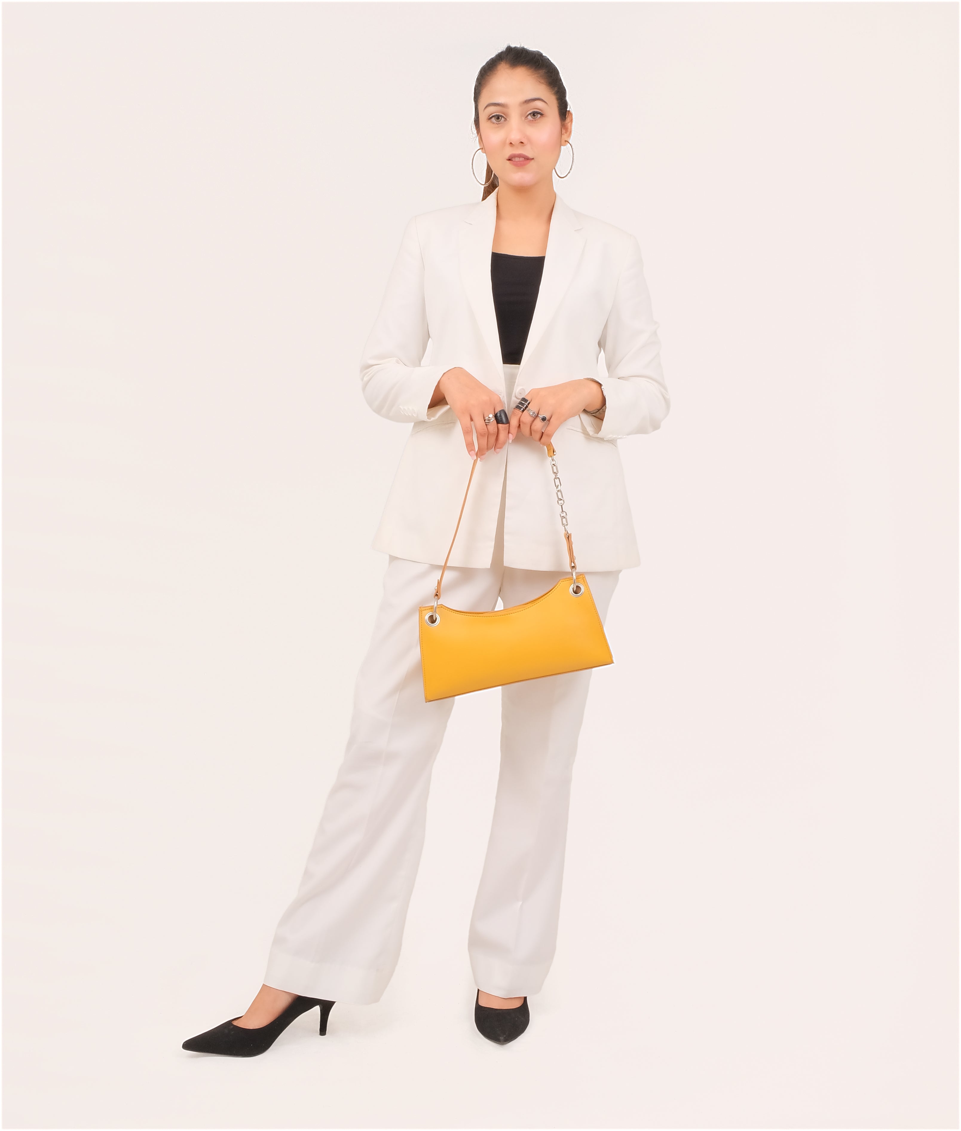 RTW Creation - Yellow elongated chain handle purse